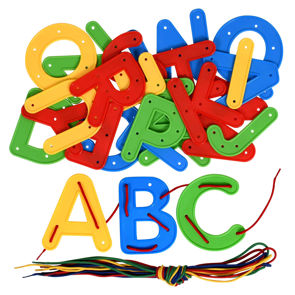 READY 2 LEARN Lacing Alphabet | Uppercase | 26 Letters | 8 Laces | Threading Toy for Kids | Fine Motor Toy | Letter Recognition and Early Spelling