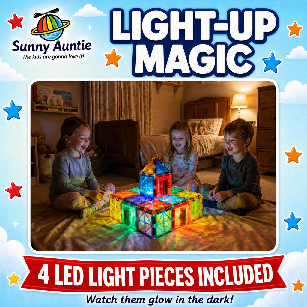 SUNNY AUNTIE Magnetic Tiles for Kids Ages 4-8, STEM Building Toys
