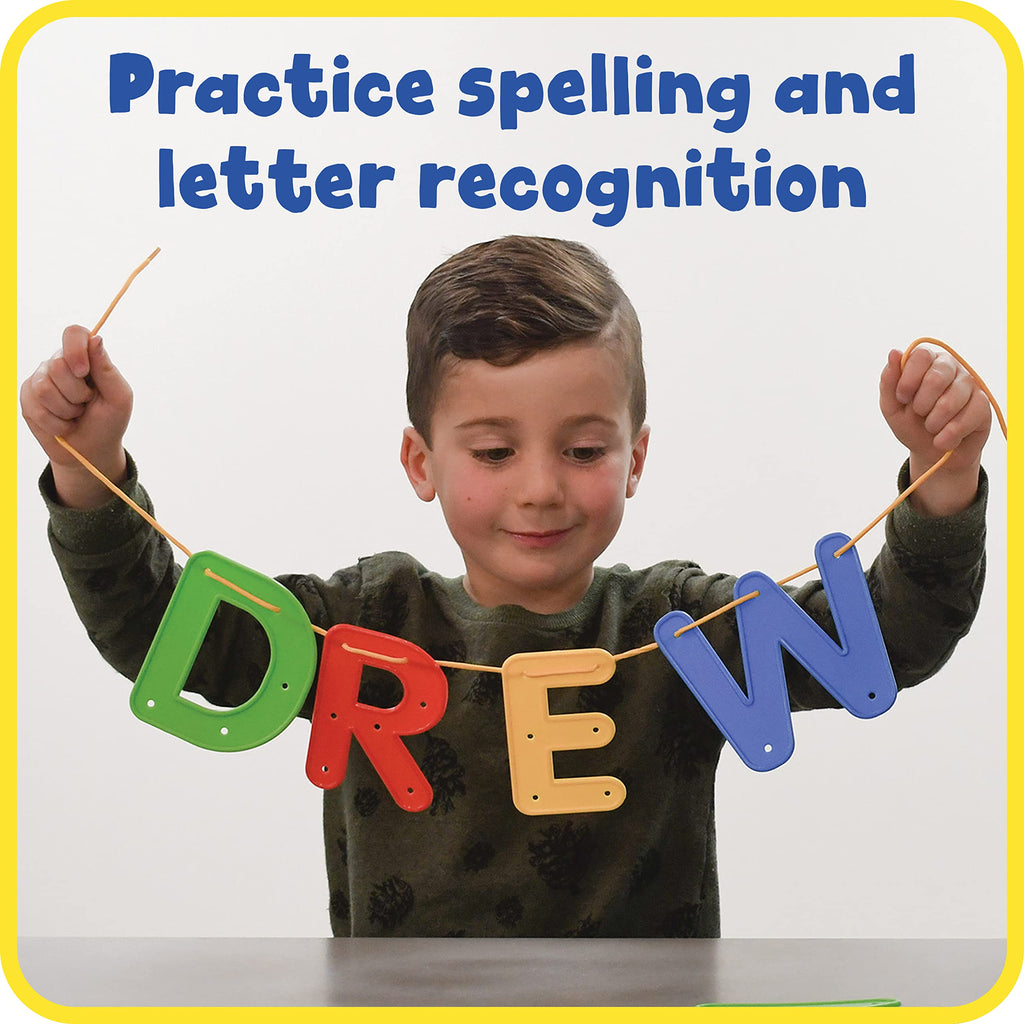 READY 2 LEARN Lacing Alphabet | Uppercase | 26 Letters | 8 Laces | Threading Toy for Kids | Fine Motor Toy | Letter Recognition and Early Spelling