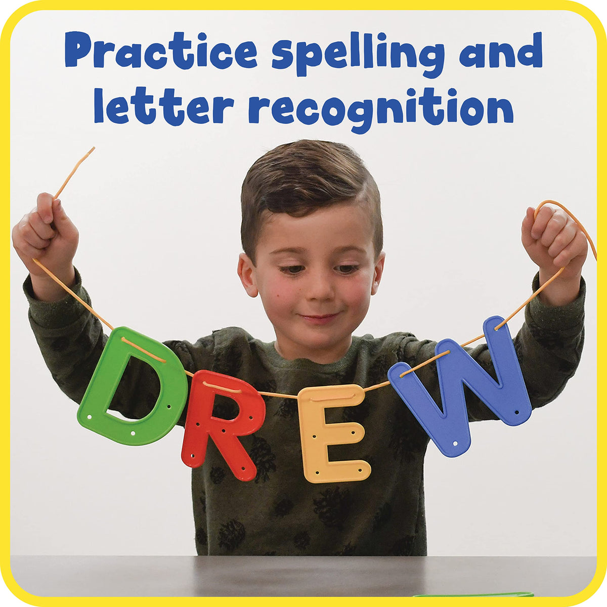 READY 2 LEARN Lacing Alphabet | Uppercase | 26 Letters | 8 Laces | Threading Toy for Kids | Fine Motor Toy | Letter Recognition and Early Spelling