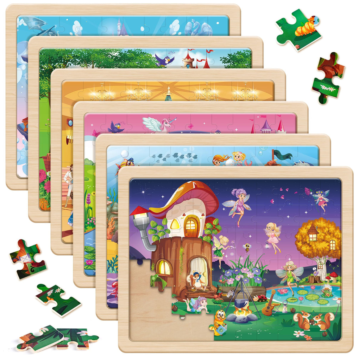 SYNARRY 6-Pack Kids Jigsaw Puzzle Set