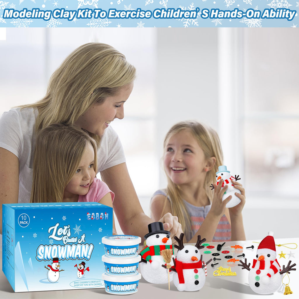 Christmas Craft, DIY Snowman Kit for Kids, Build a Snowman Kit Indoor Set, Creative Kids Air Dry Modeling Clay