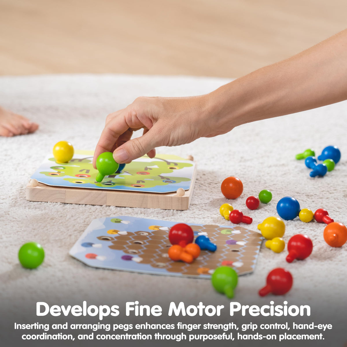 PlanToys® Geometric Peg Boards, Wooden Educational Toy Kids Montessori