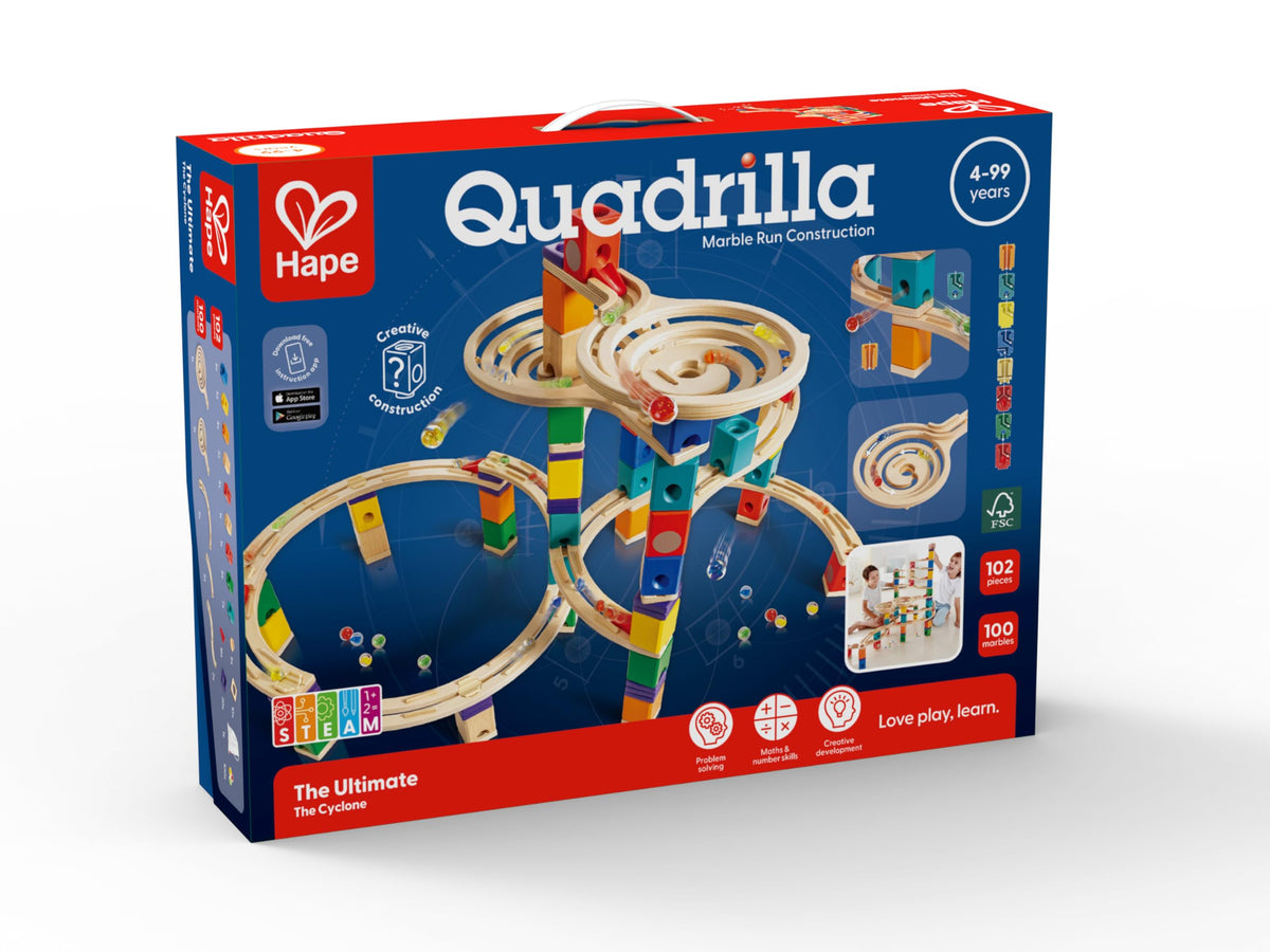 Award Winning Hape Quadrilla Wooden Marble Run Construction - The Cyclone