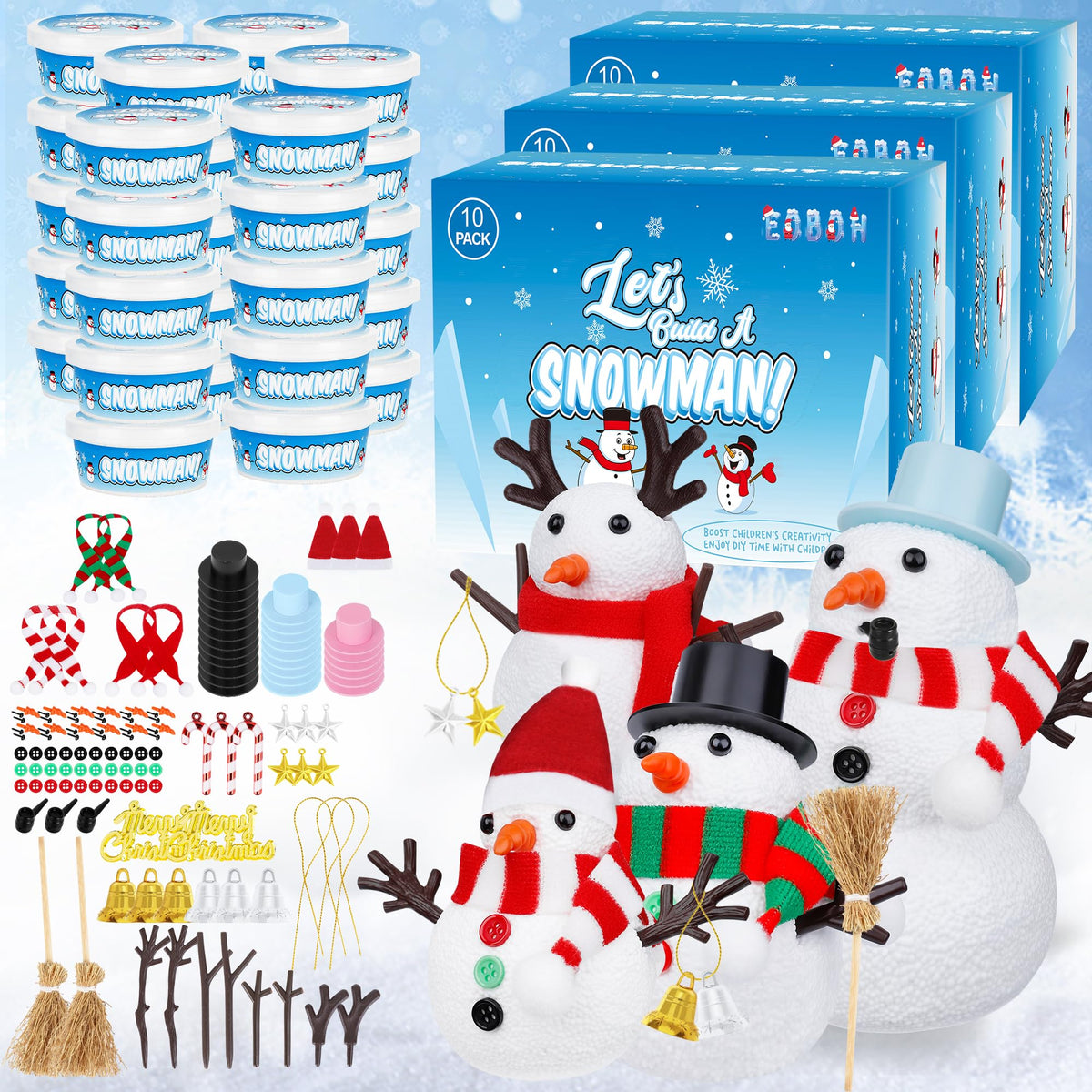 Kids DIY Snowman Air-Dry Clay Craft Kit