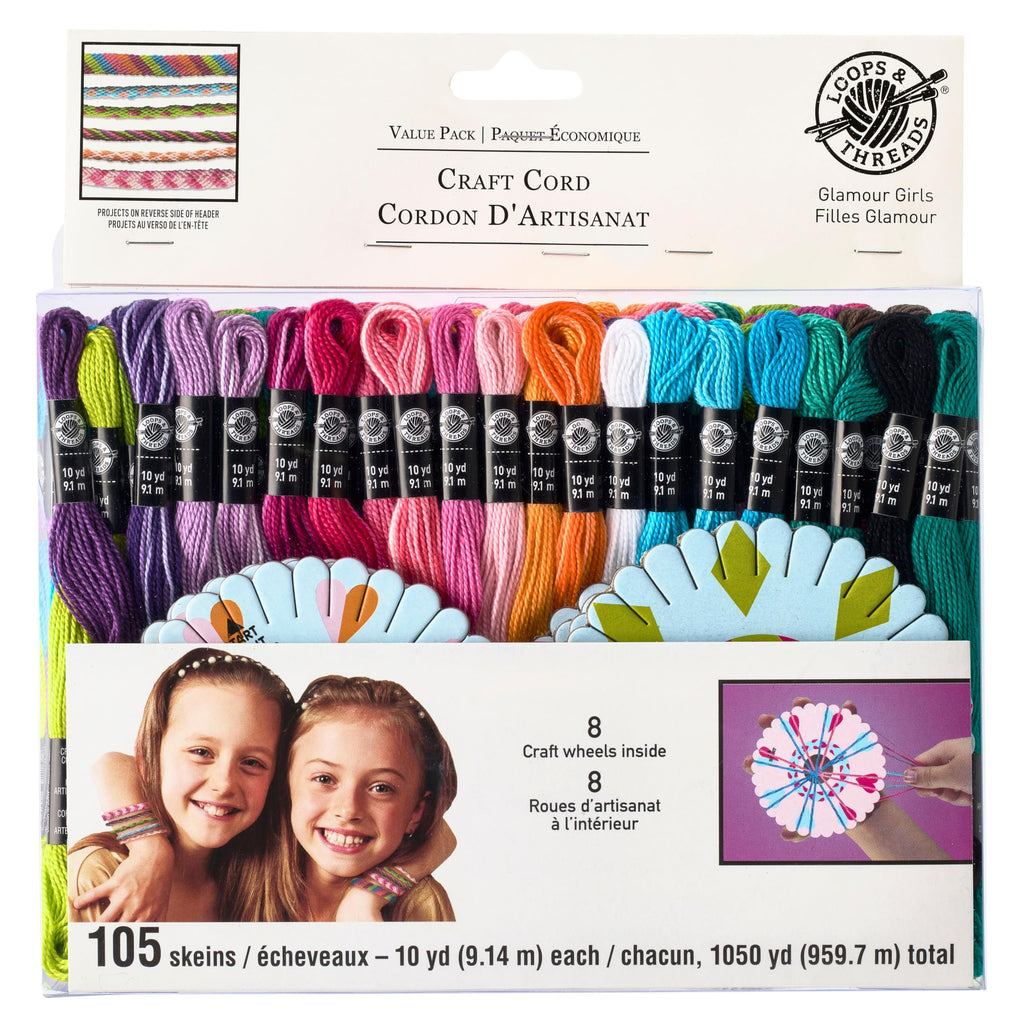Loops & Threads 12 Packs: 105 ct. (1260 Total) Glamour Girls Craft Cord by Loops and Threads